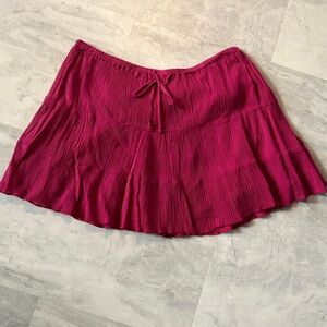 Old Navy Skirt  mini  Cranberry layered Ruffle  crinkle fabric  NWOT  Size Small